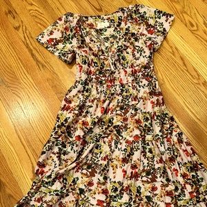Anthropologie pink floral somerset maxi dress